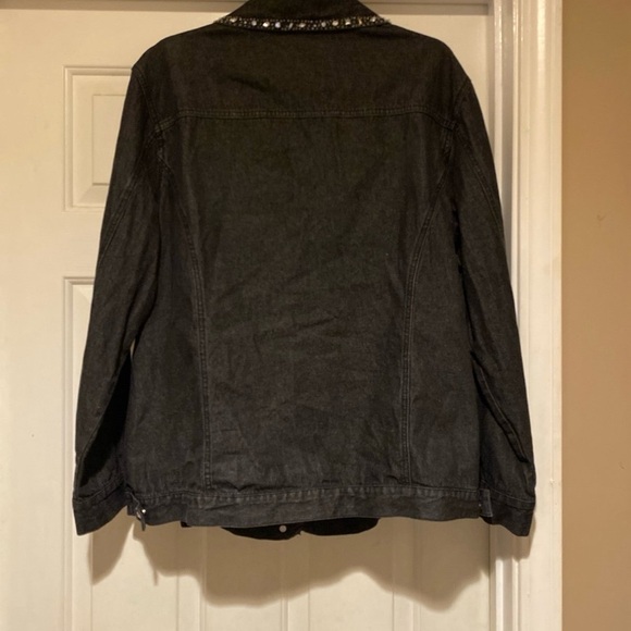 Quacker Factory Black Denim Rhinestones Shacket Shirt/Jacket Women’s Size 1X - Picture 6 of 8